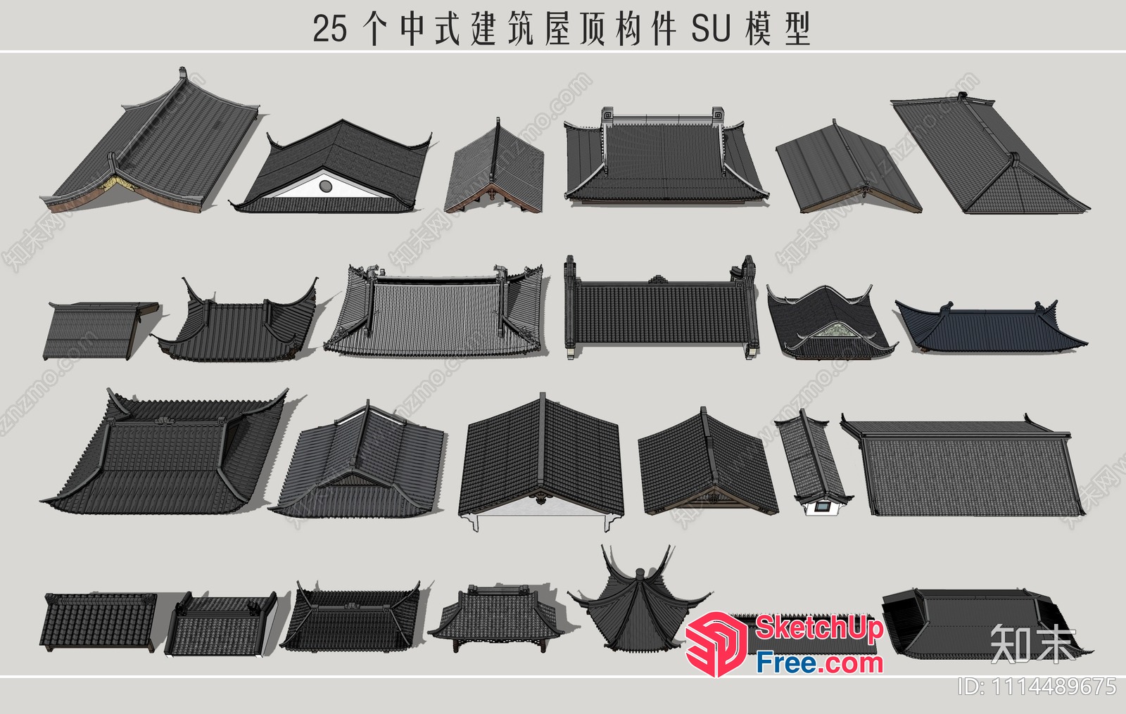 25 Traditional Japanese Roof Styles 3D SketchUp File