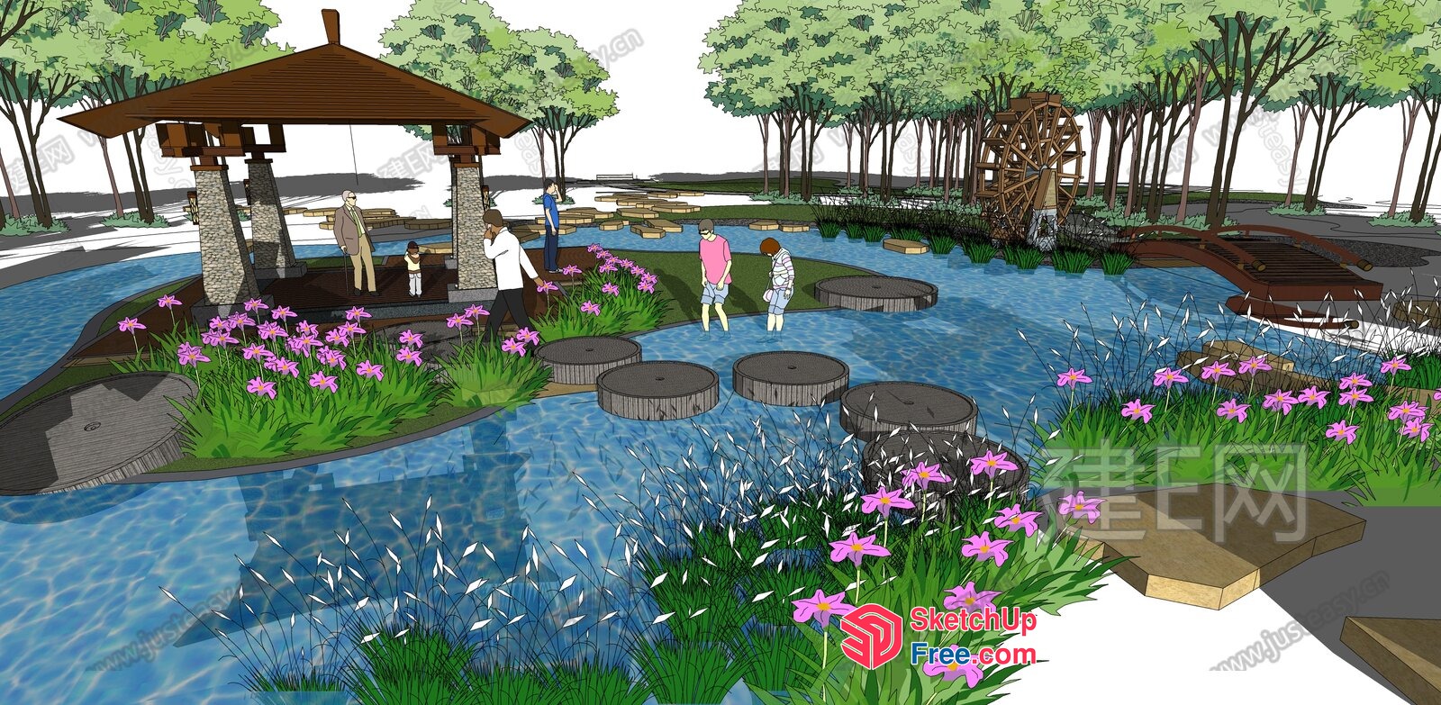Serene Riverbank Oasis 3D SketchUp File