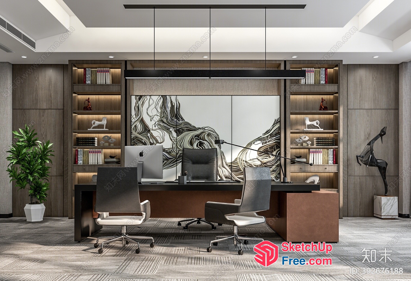 Modern Office Space With Elegant Artwork And Natural Light 3D SketchUp File