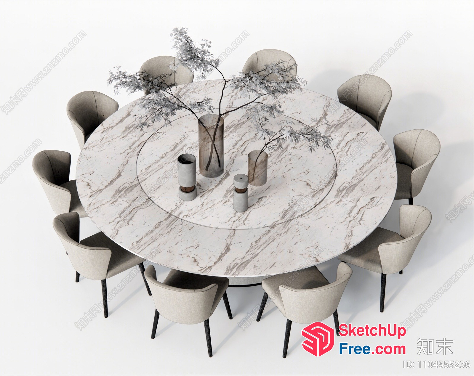 Elegant Marble Dining Table And Chairs 3D SketchUp File