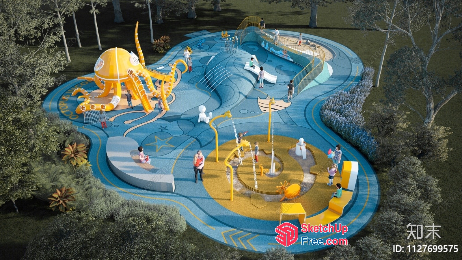 Vibrant Playground With Octopus And Boat Theme 3D SketchUp File