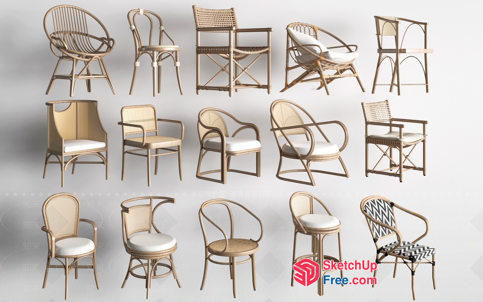 Rattan Chairs Collection 3D SketchUp File