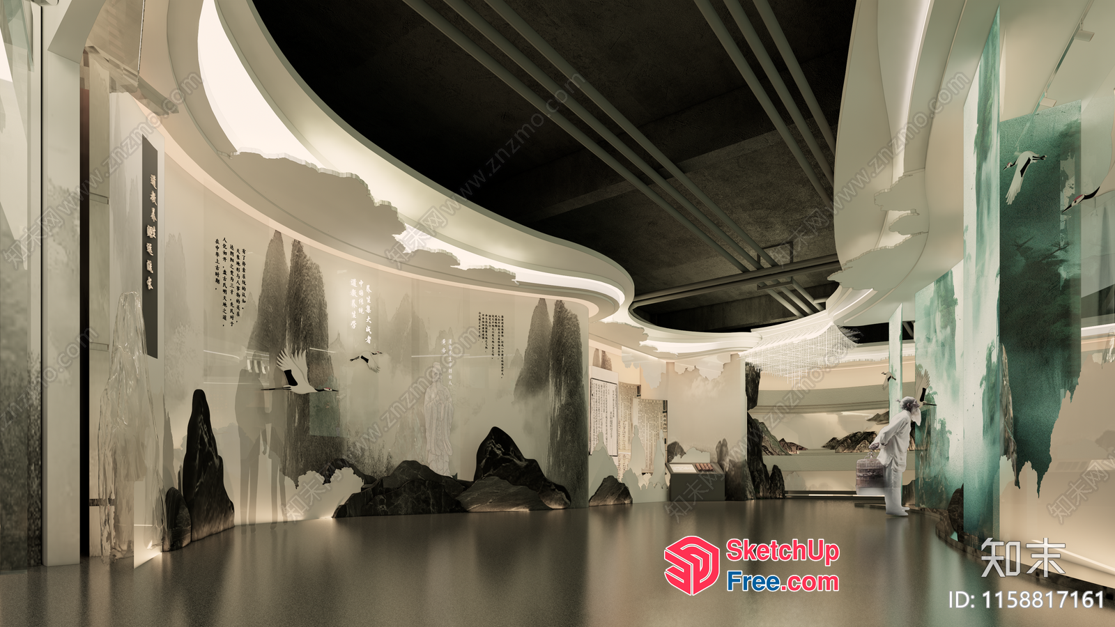 Modern Chinese-Inspired Interior Design With Natural Elements 3D SketchUp File