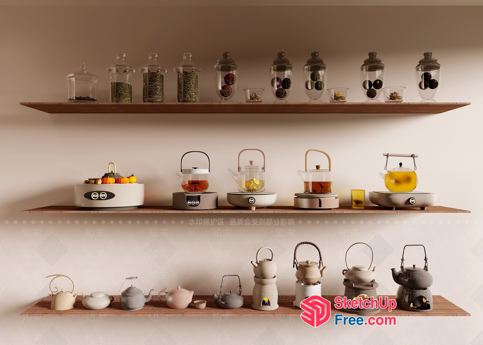 Tea And Tea Accessories Display 3D SketchUp File
