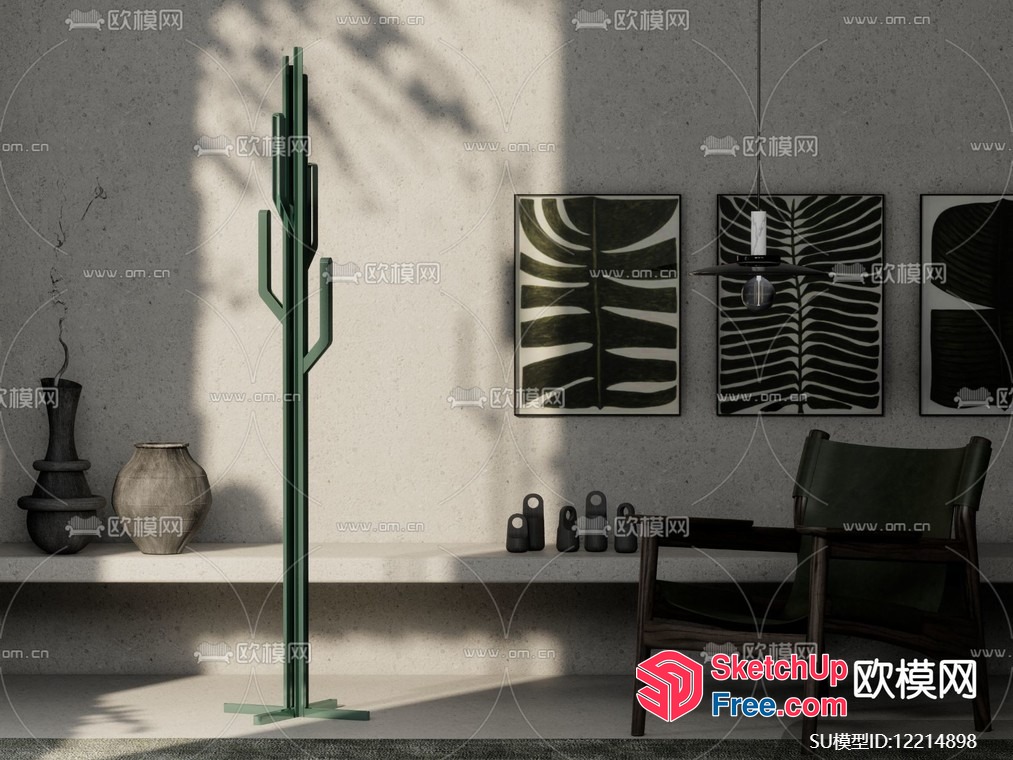 Minimalist Green Interior Decor 3D SketchUp File
