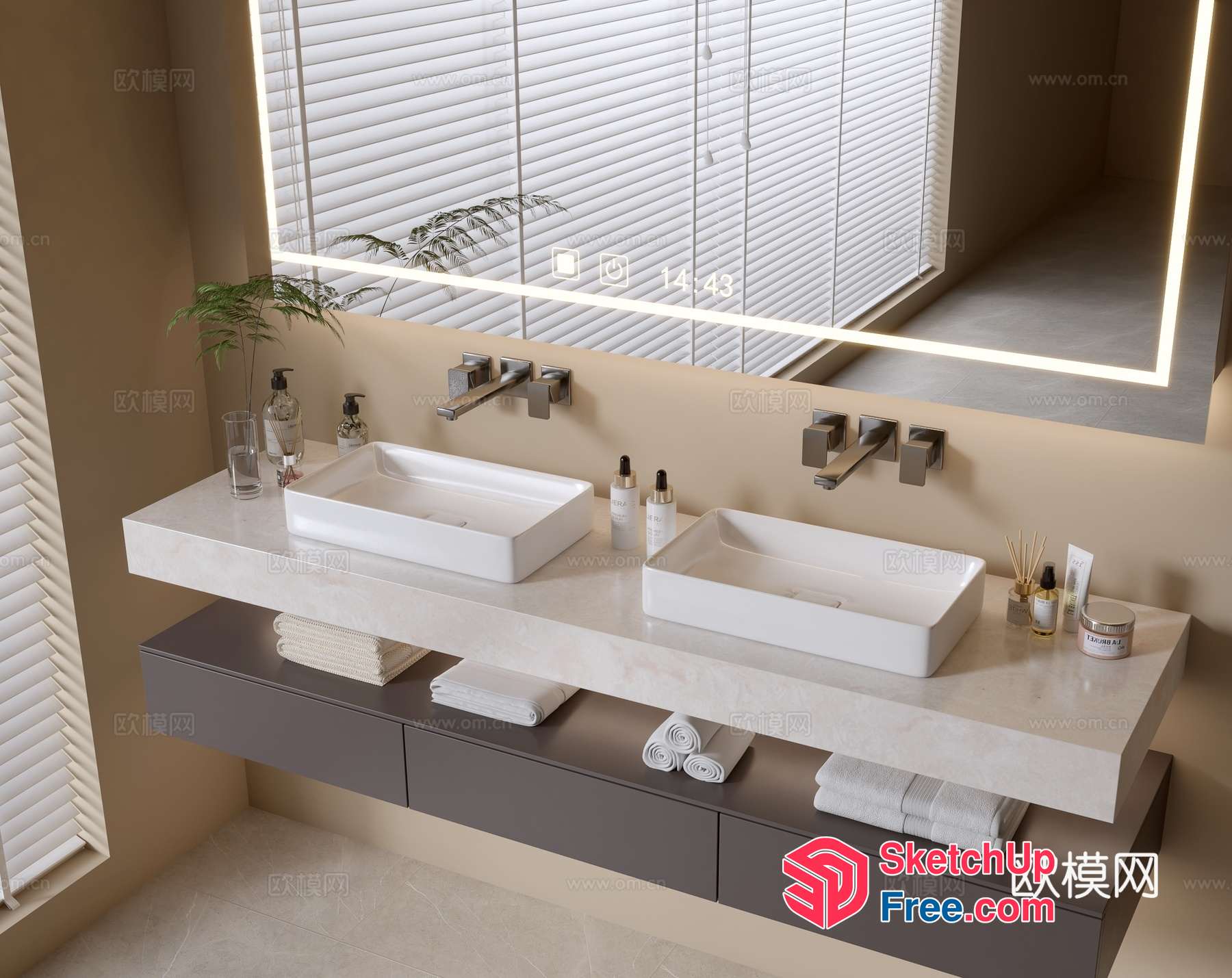 Modern Bathroom Sink And Mirror Design 3D SketchUp File