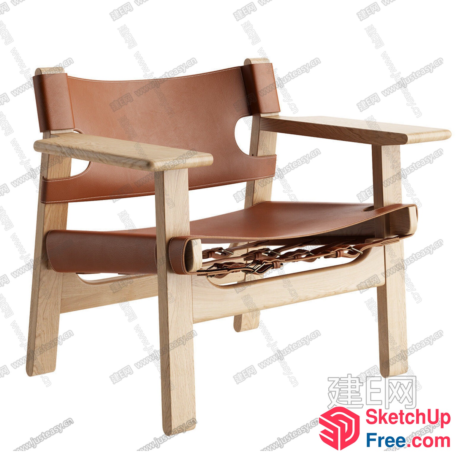Modern Leather And Wood Chair 3D SketchUp File
