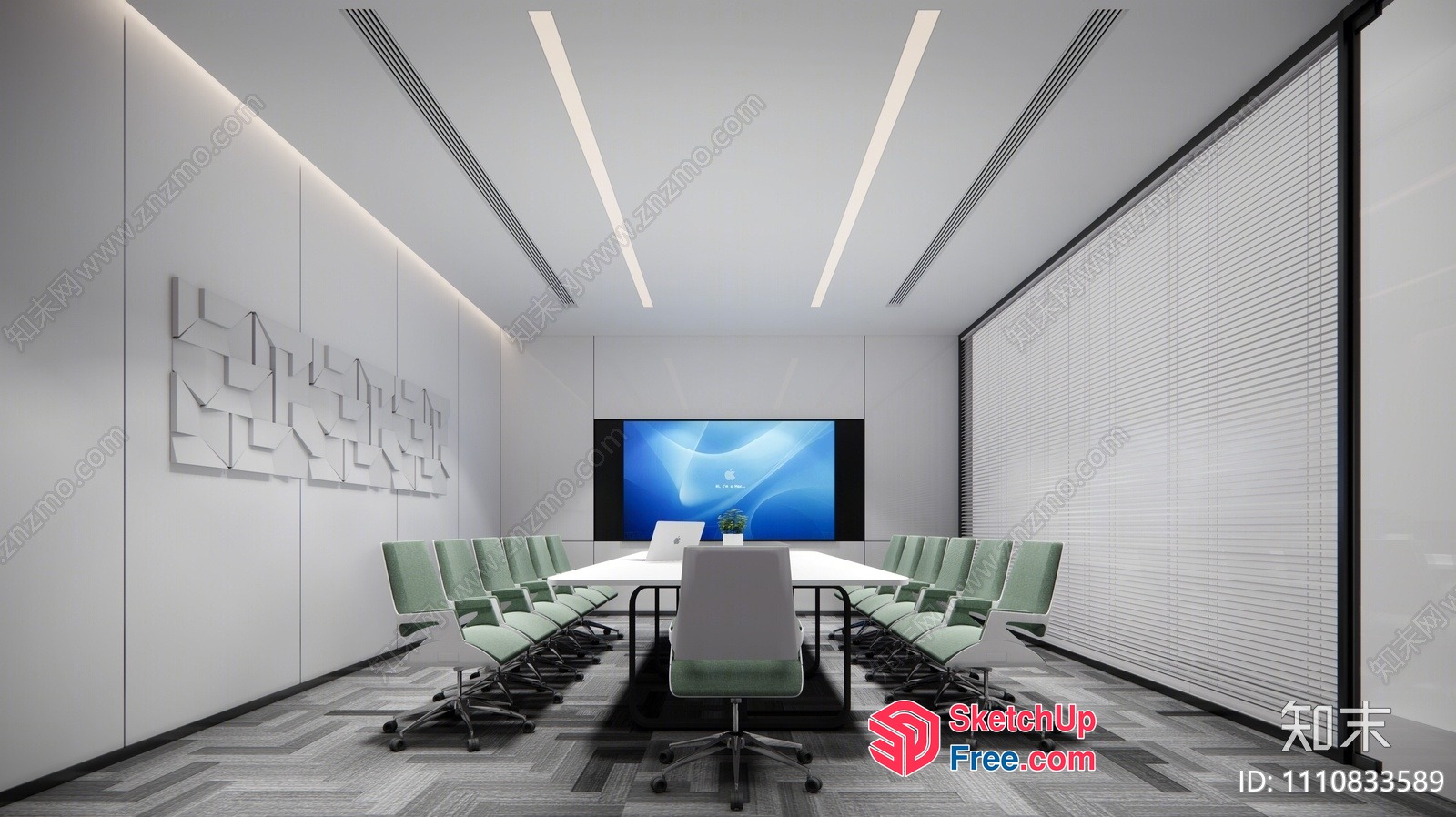 Modern Conference Room With Sleek White And Gray Decor 3D SketchUp File