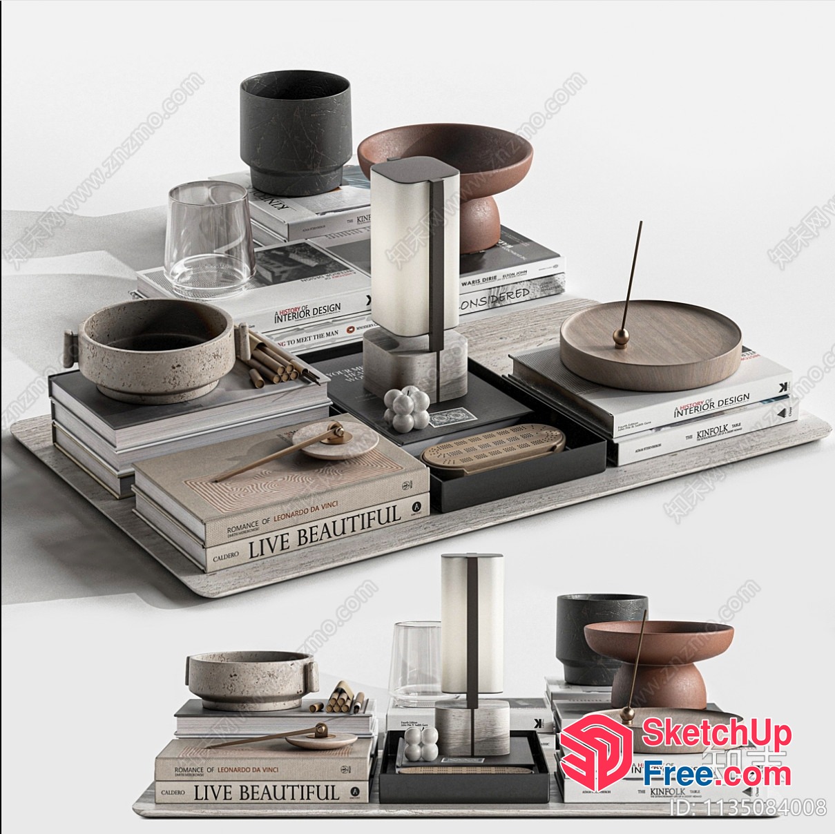 Modern Interior Decor With Coffee Table And Book Collection 3D SketchUp File