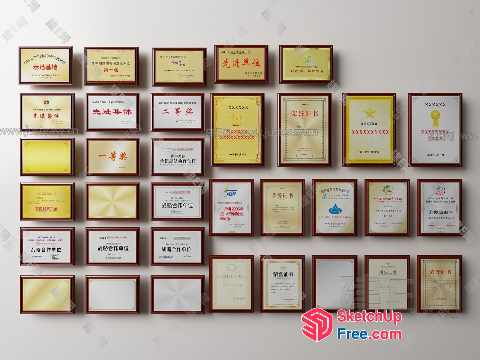 Chinese Award Certificates 3D SketchUp File