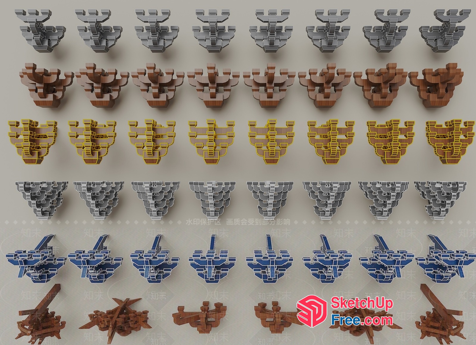 Colorful 3D Wooden Animal Head Decorations 3D SketchUp File