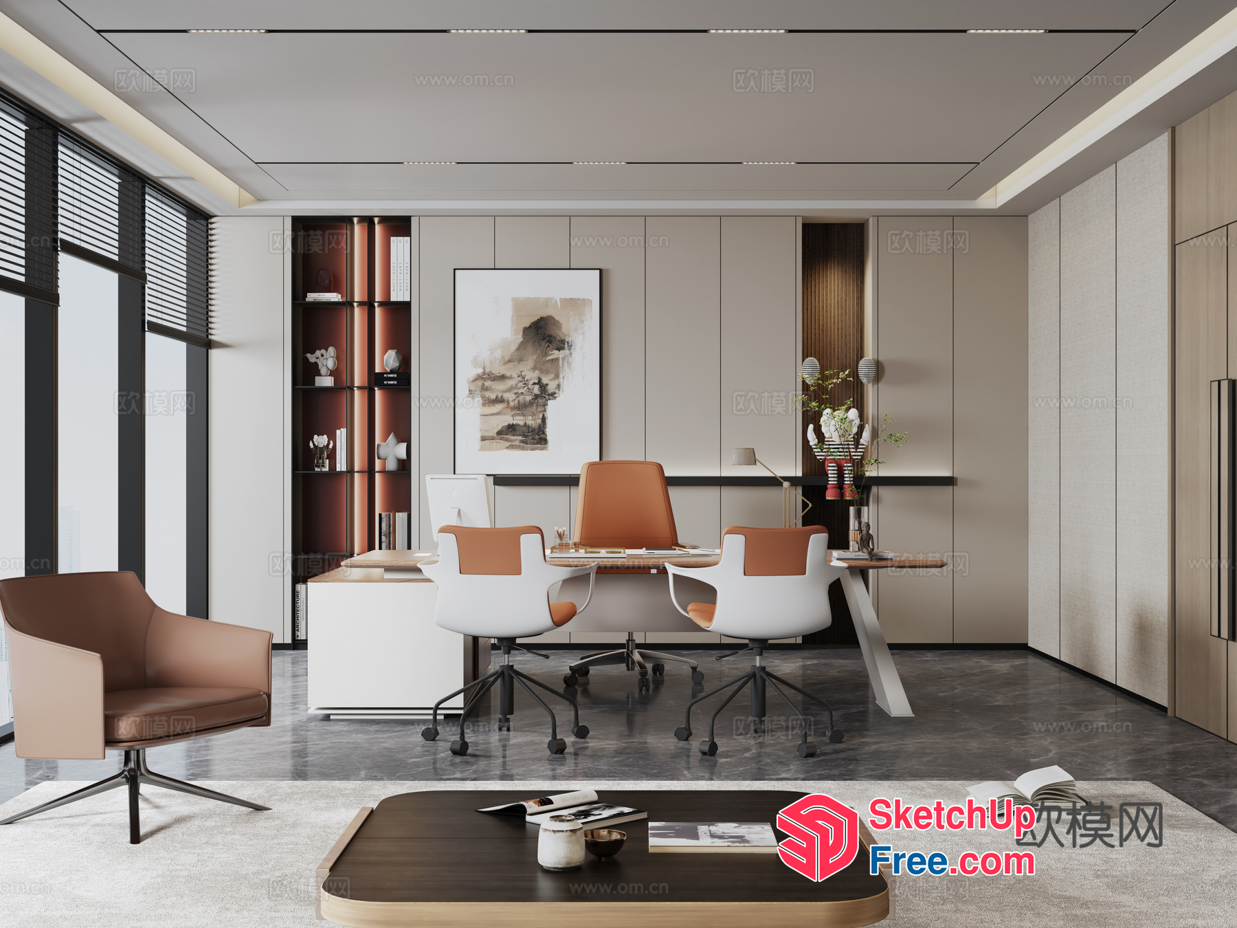 Modern Office Space With Sleek Furniture And Neutral Colors 3D SketchUp File