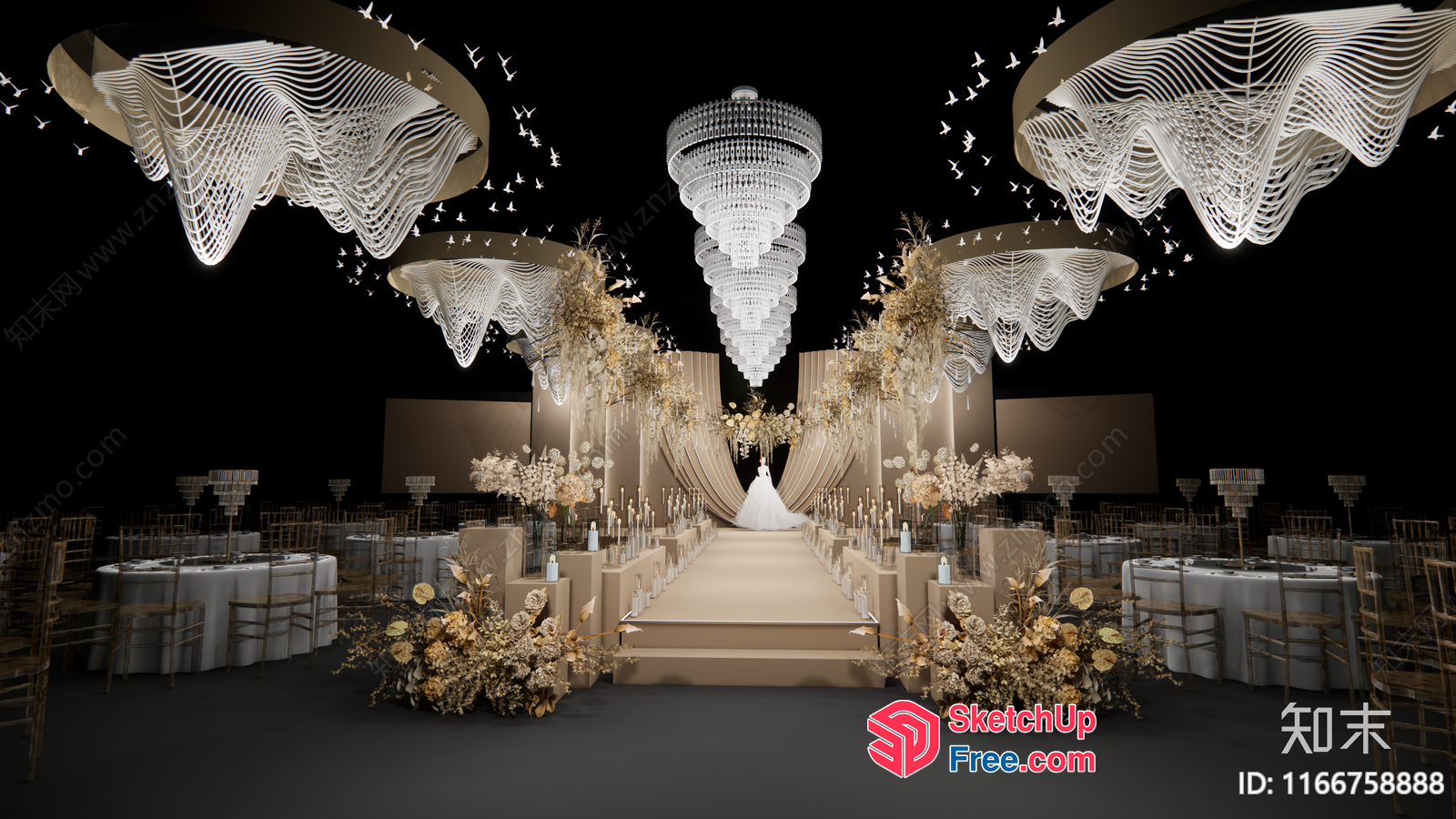 Elegant Wedding Reception Decor 3D SketchUp File