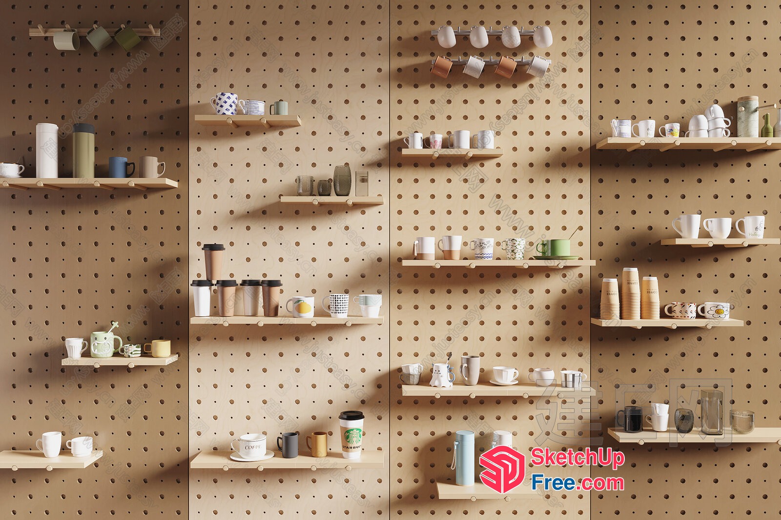 Modern Minimalist Coffee Mug Display 3D SketchUp File