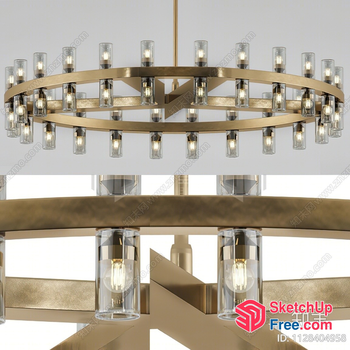 Luxurious Chandelier With Glass Cylinder Shades 3D SketchUp File