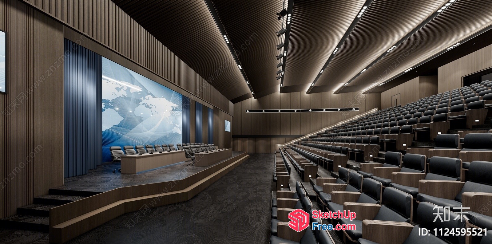 Modern Conference Room With Large Screen And Seating 3D SketchUp File