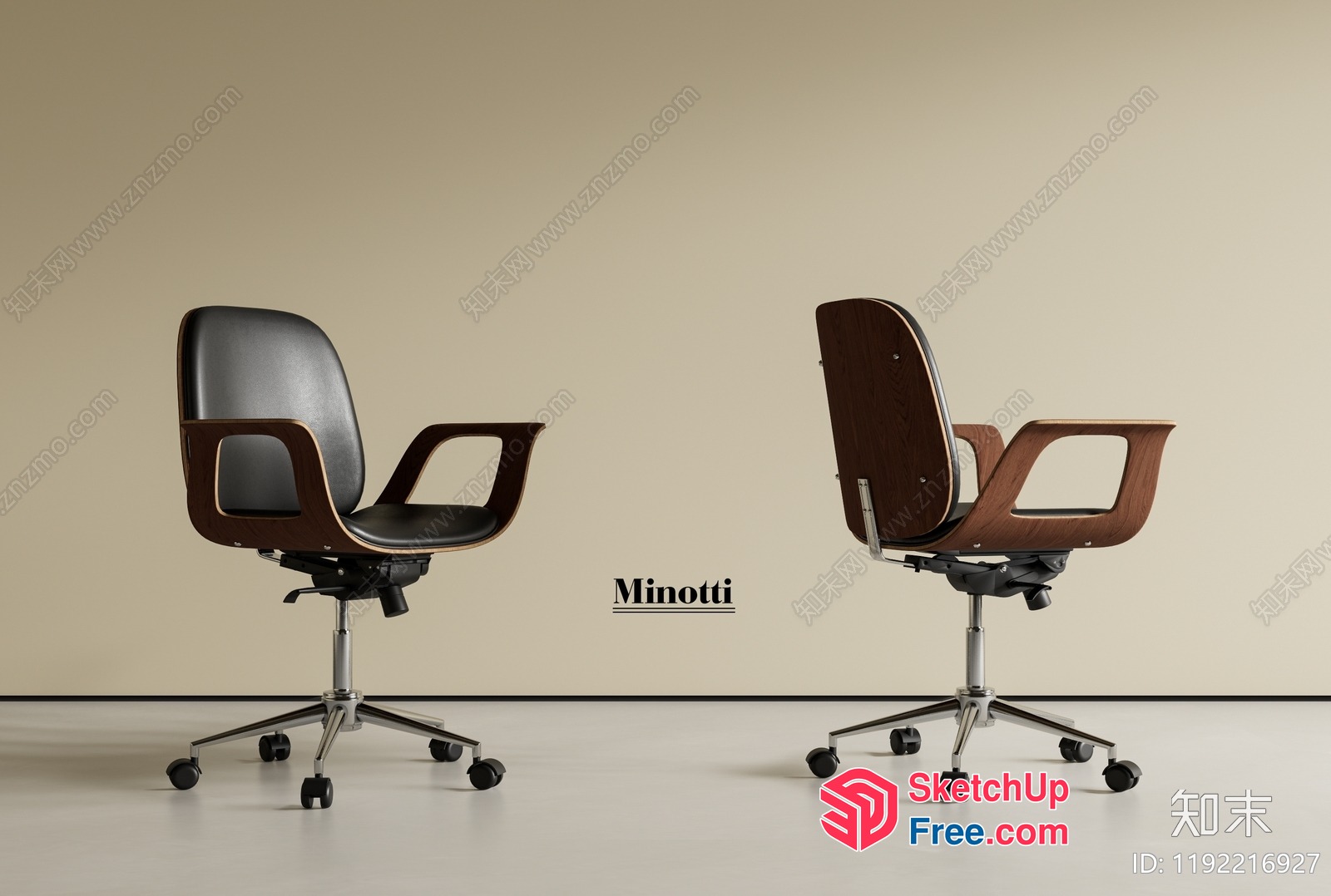 Two Office Chairs With Minotti Branding 3D SketchUp File