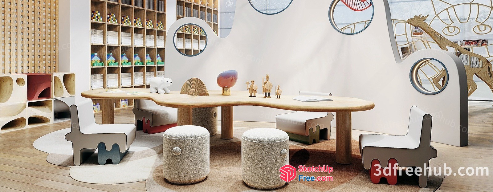 Modern Minimalist Japanese Style Kids Room Interior 3D SketchUp File