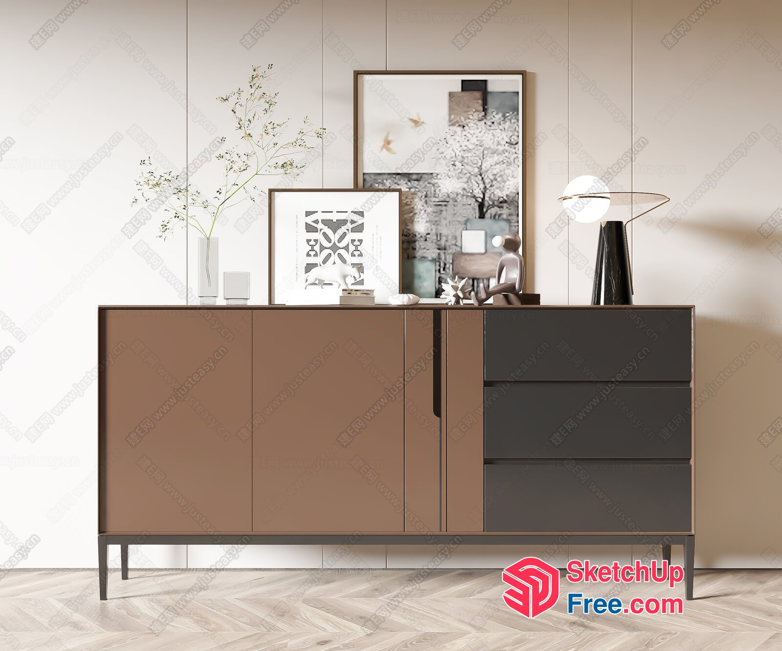 Modern Sideboard With Decorative Elements 3D SketchUp File