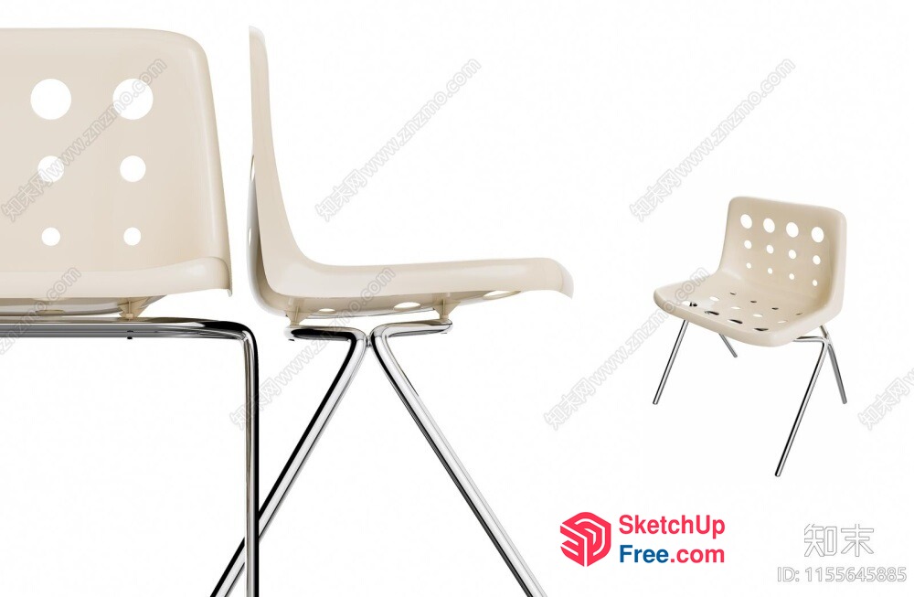 Modern Creamy Style Chairs 3D SketchUp File