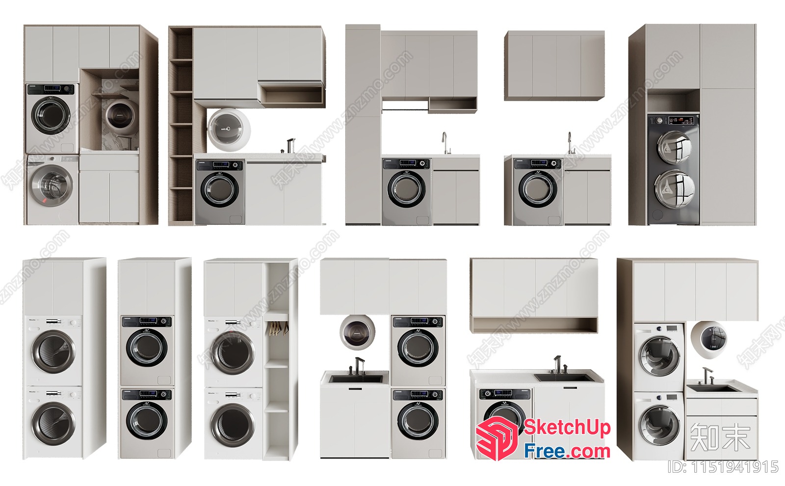 Modern Laundry Room Furniture Set 3D SketchUp File