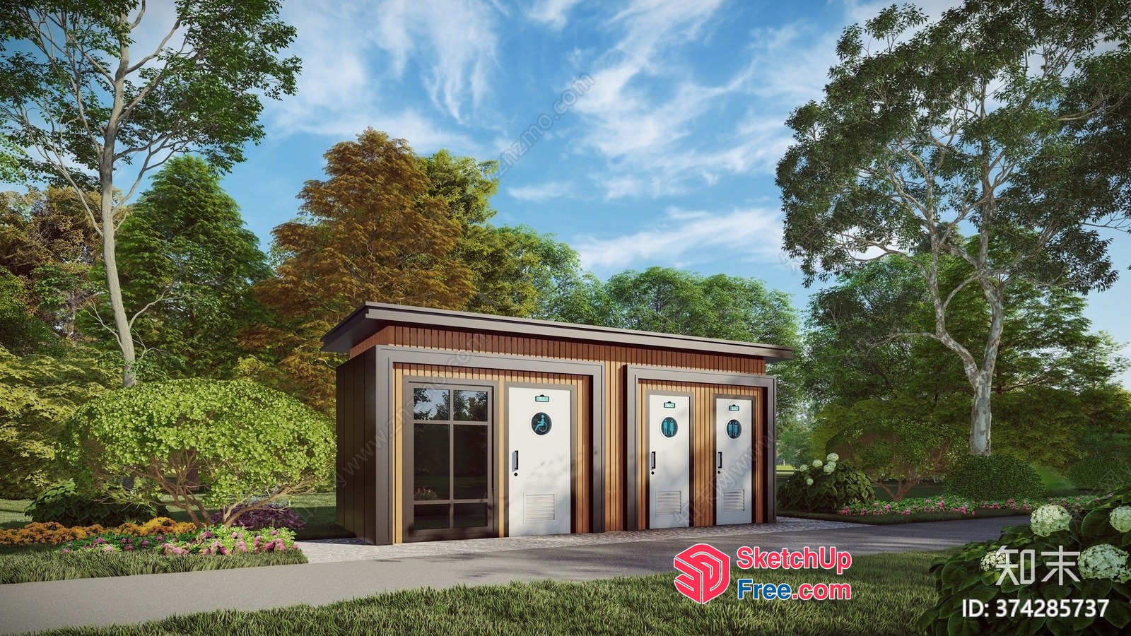 Outdoor Public Restroom Building 3D SketchUp File