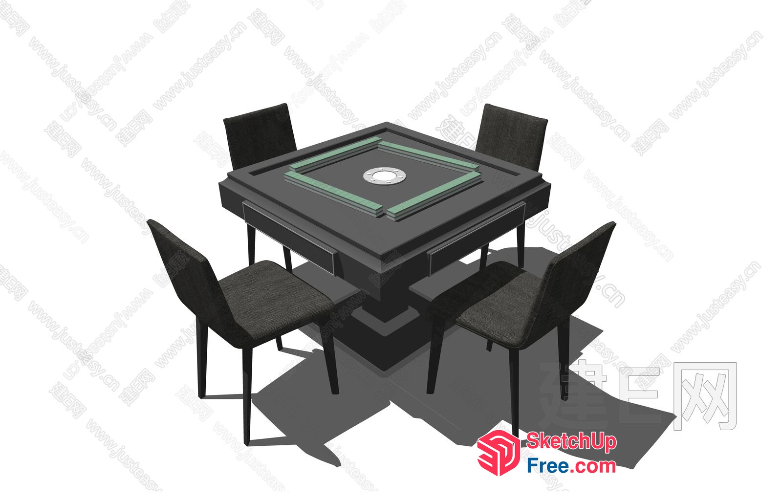 Square Table And Four Chairs 3D SketchUp File