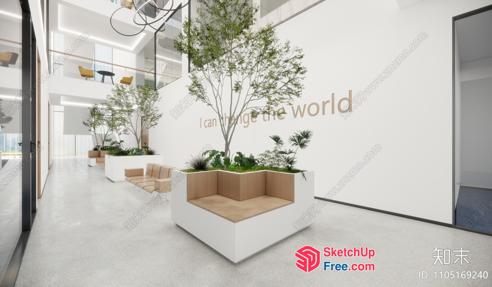 Minimalist Office Space With Natural Accents 3D SketchUp File