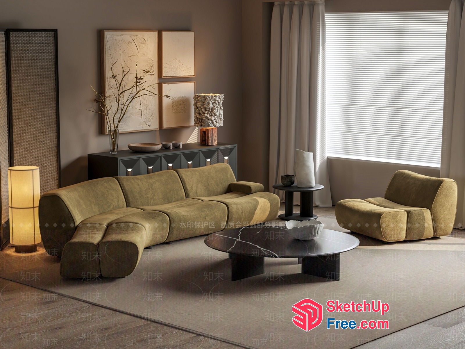Modern Minimalist Living Room Furniture Set 3D SketchUp File