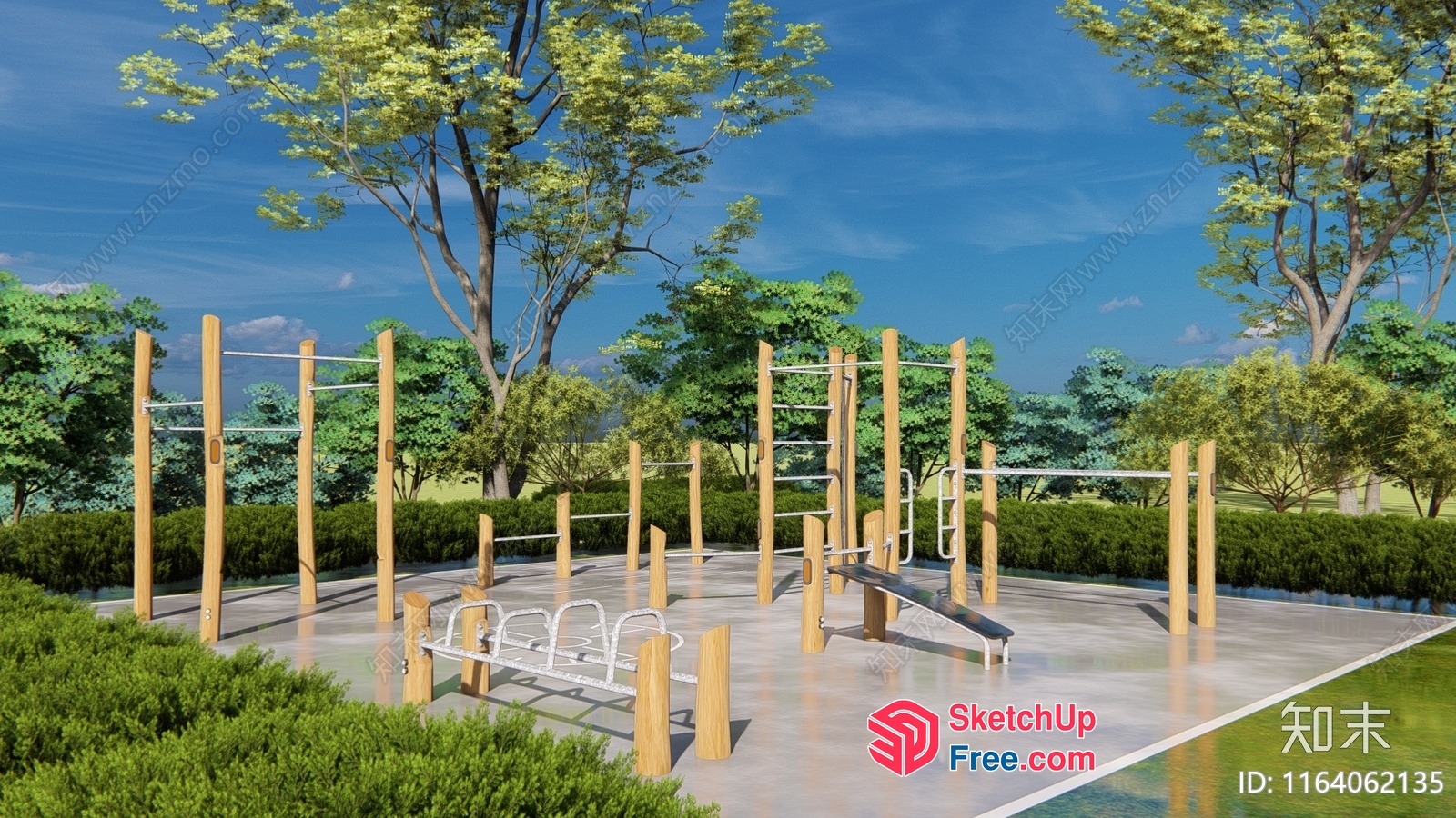 Outdoor Fitness Equipment 3D SketchUp File