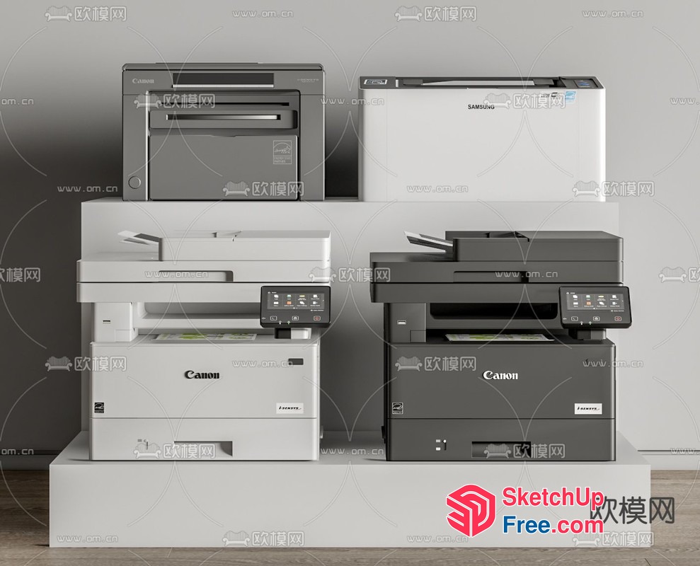 Modern Office Equipment Display 3D SketchUp File