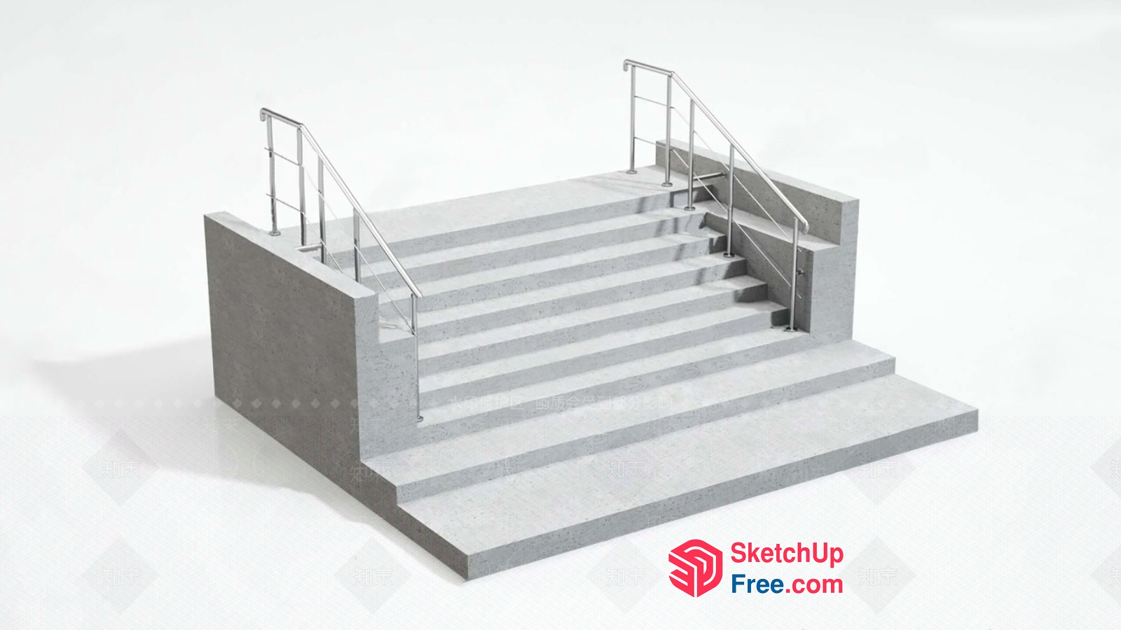 Staircase With Railings And Handrails 3D SketchUp File