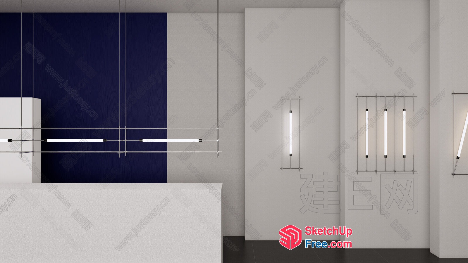 Sleek Minimalist Interior With Modern Lighting Fixtures 3D SketchUp File