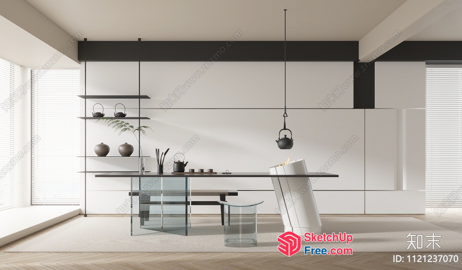 Elegant Minimalist Japanese Style Interior 3D SketchUp File