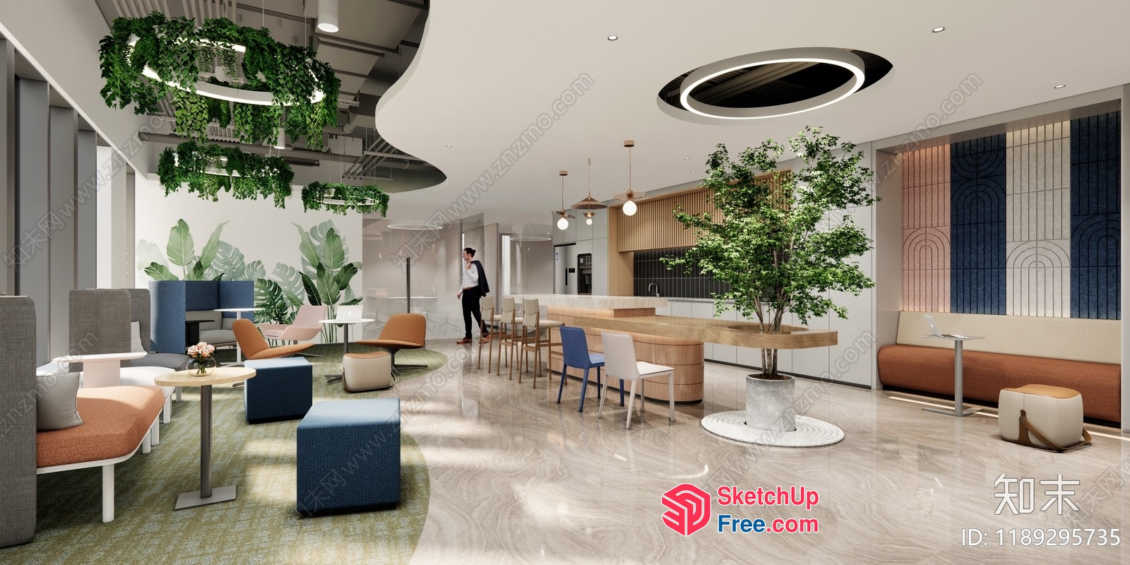 Modern Office Space With Natural Elements 3D SketchUp File