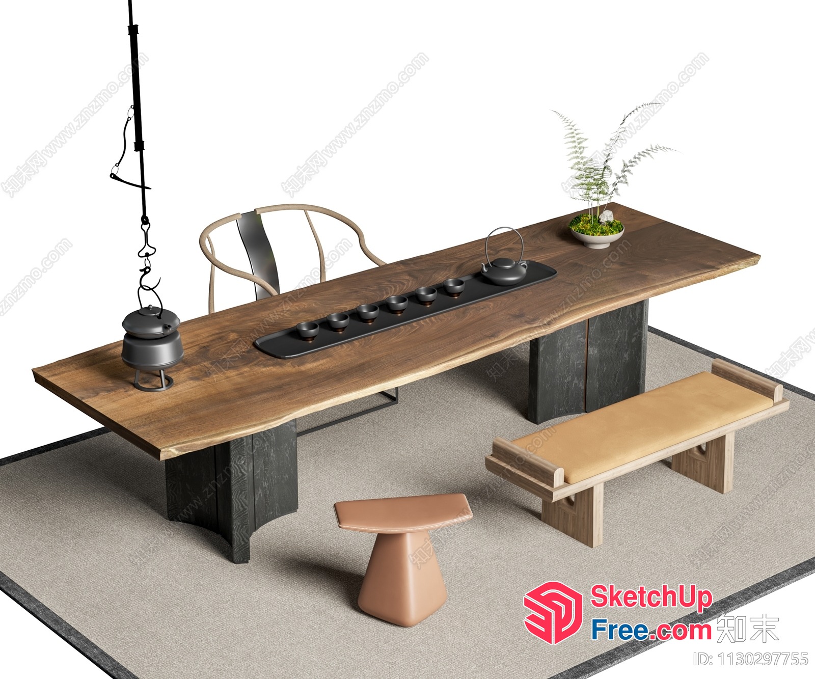 Japanese-Inspired Modern Tea Room 3D SketchUp File