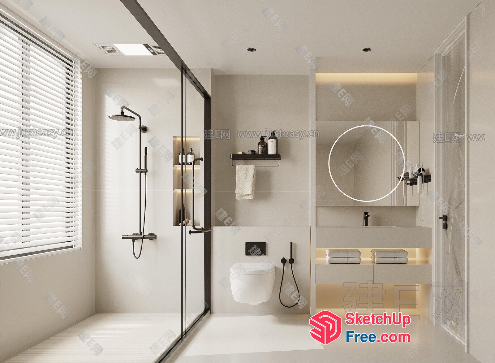 Modern Bathroom With Sleek White And Black Accents 3D SketchUp File