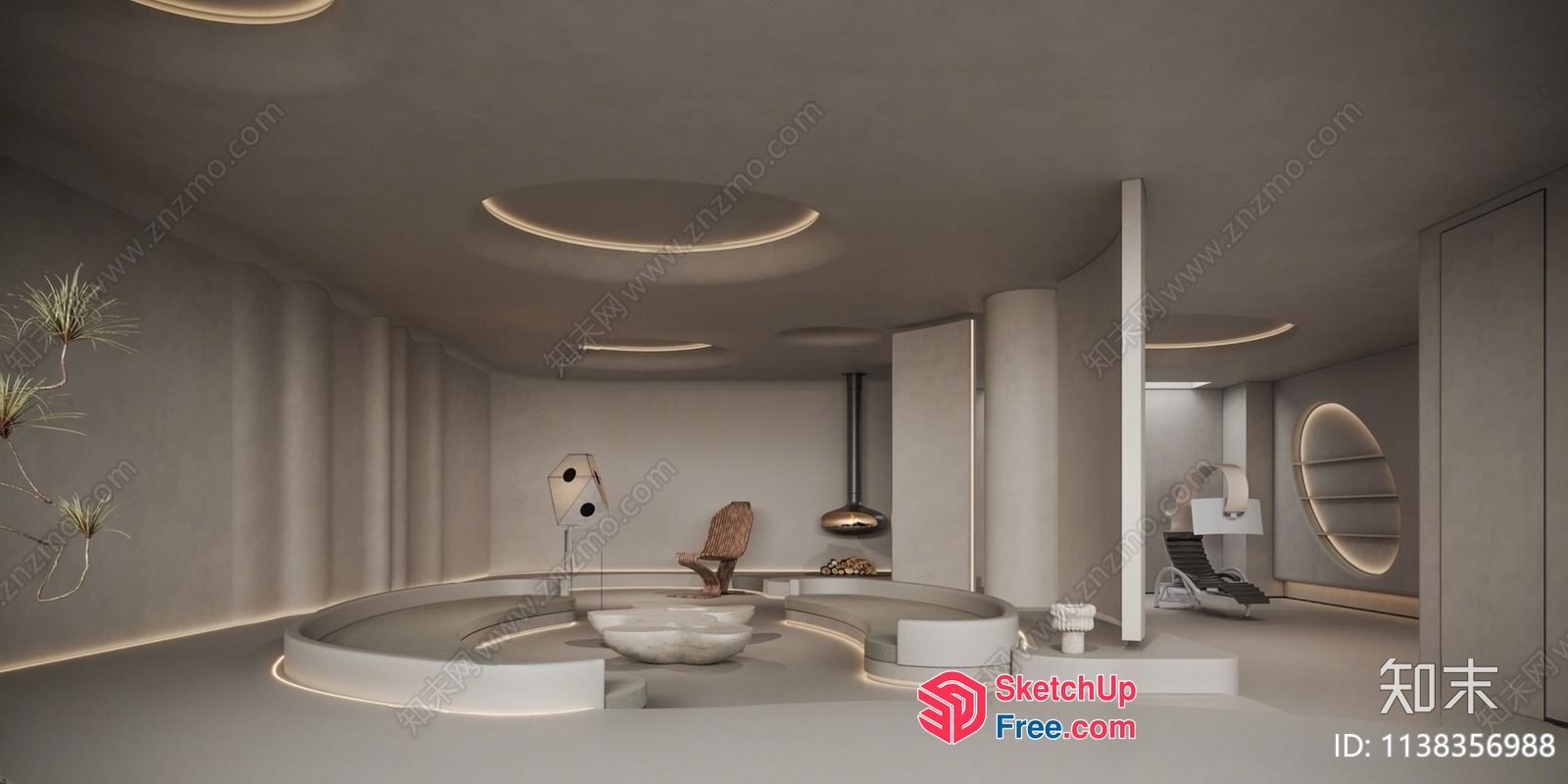 Modern Minimalist Interior Space With Clean Lines And Neutral Colors 3D SketchUp File