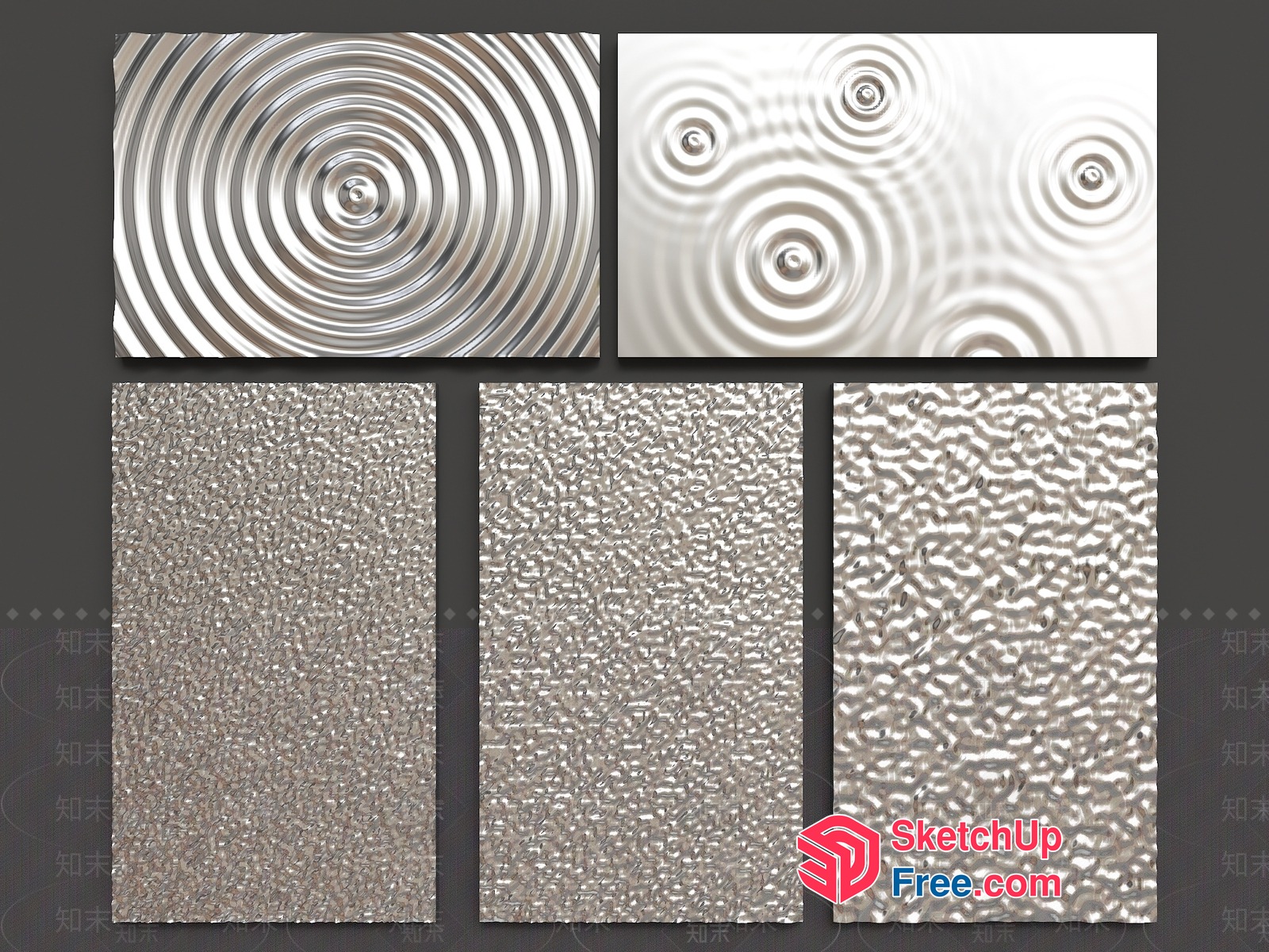Textured Silver And Gray Wall Panels 3D SketchUp File