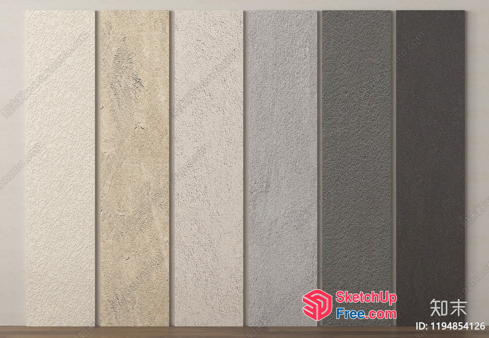 Textured Stone Paneling In Various Shades 3D SketchUp File