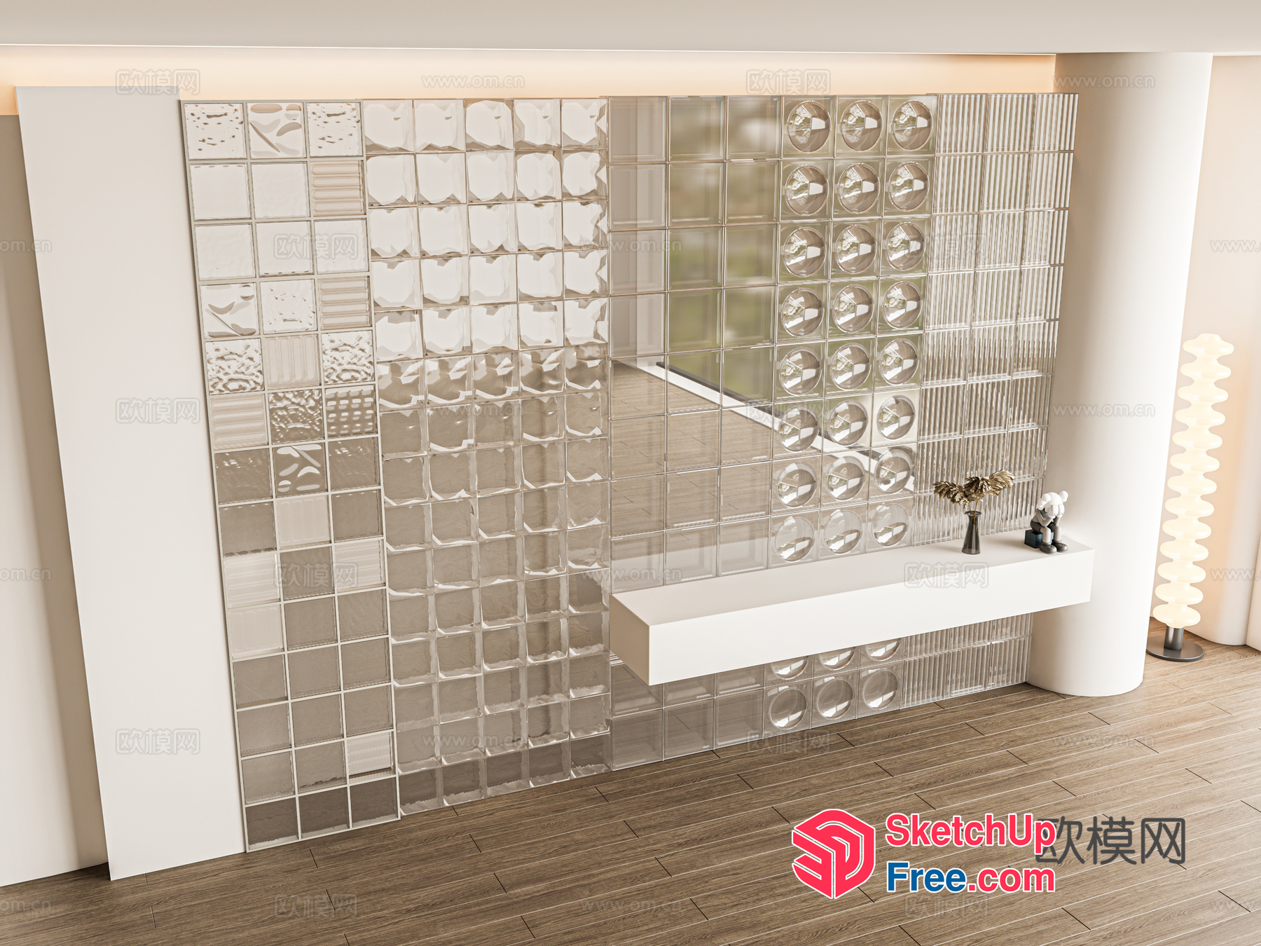 Glass Block Wall And Shelf 3D SketchUp File