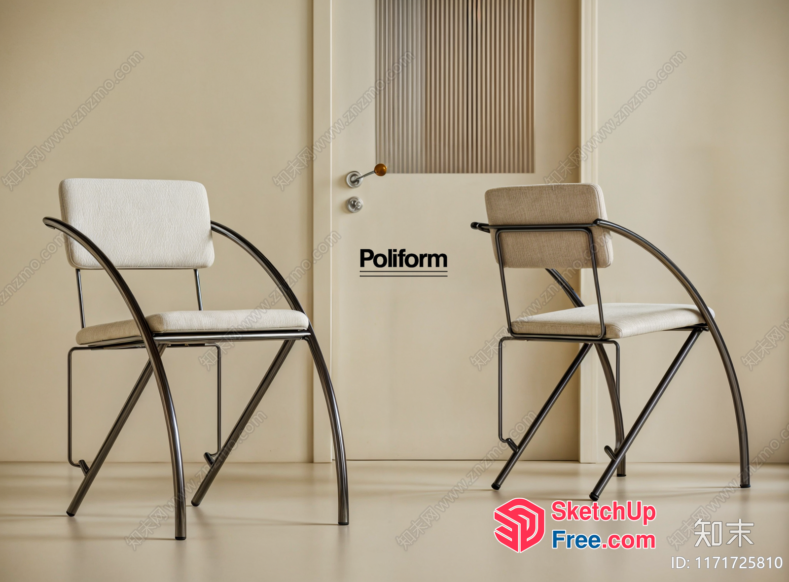 Poliform Chairs In Creamy Style 3D SketchUp File