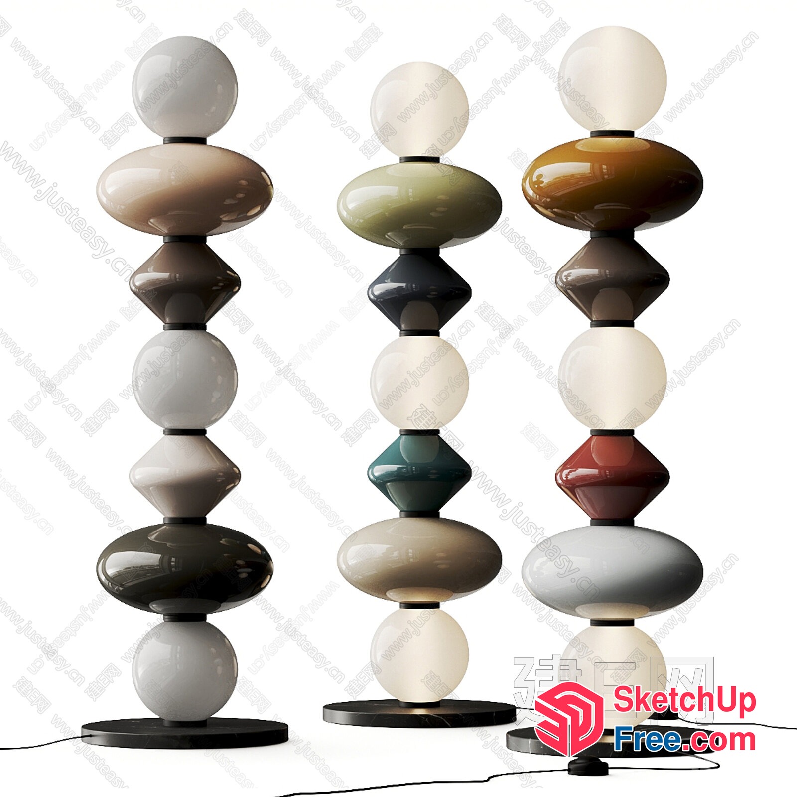 Elegant And Modern Glass Table Lamps 3D SketchUp File