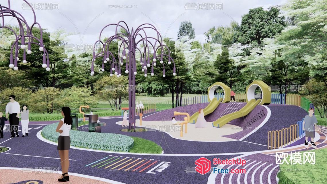 Colorful Playground With Unique Light Fixtures 3D SketchUp File