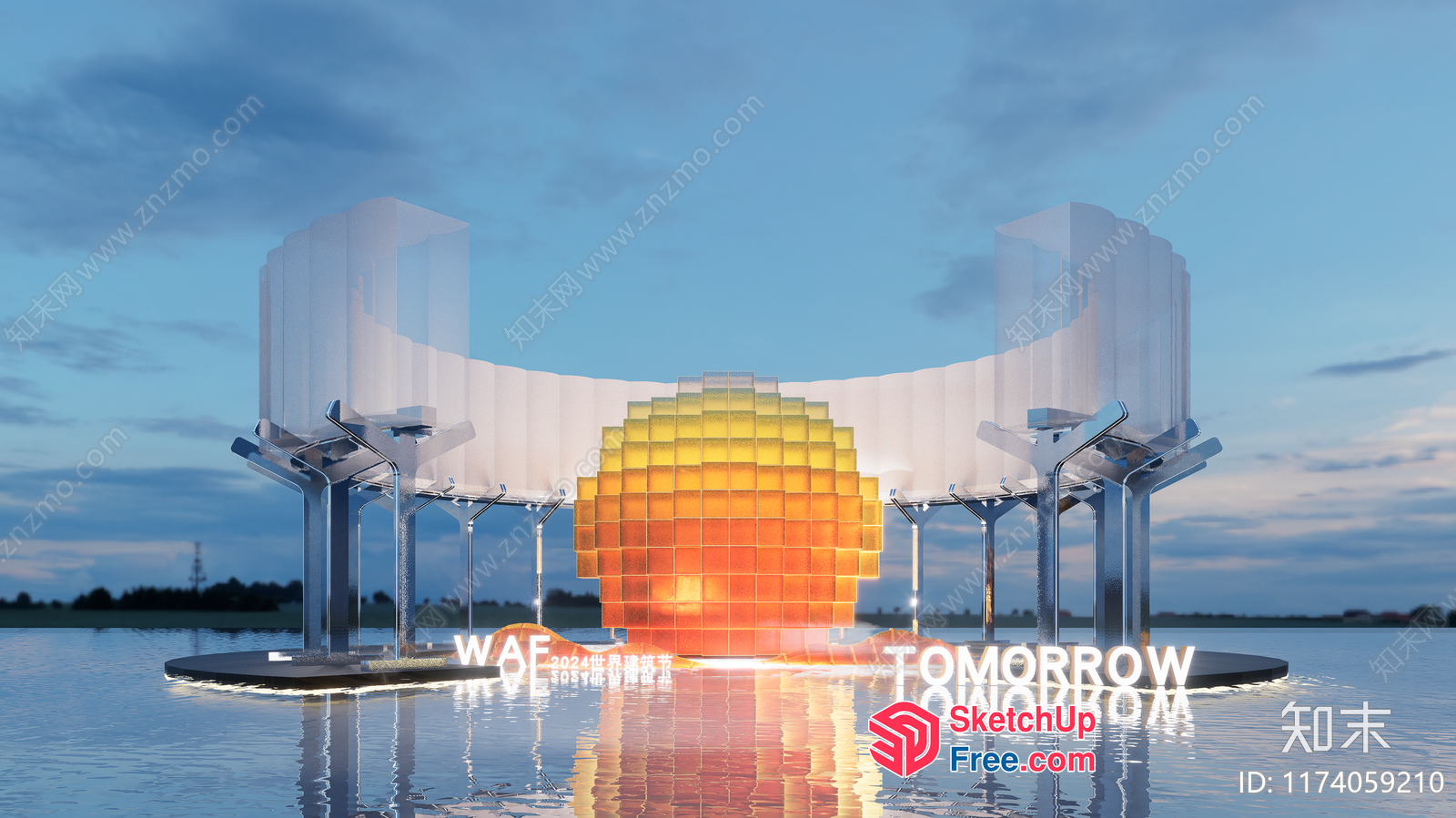 Futuristic Waterfront Structure 3D SketchUp File