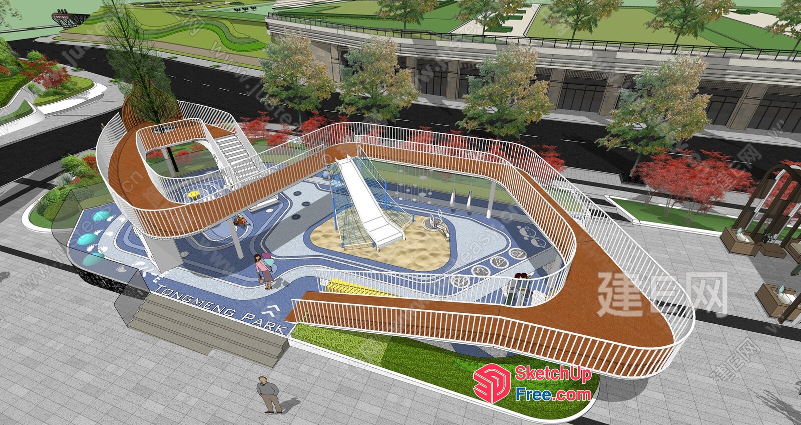 Modern Playground With Unique Railing Design 3D SketchUp File