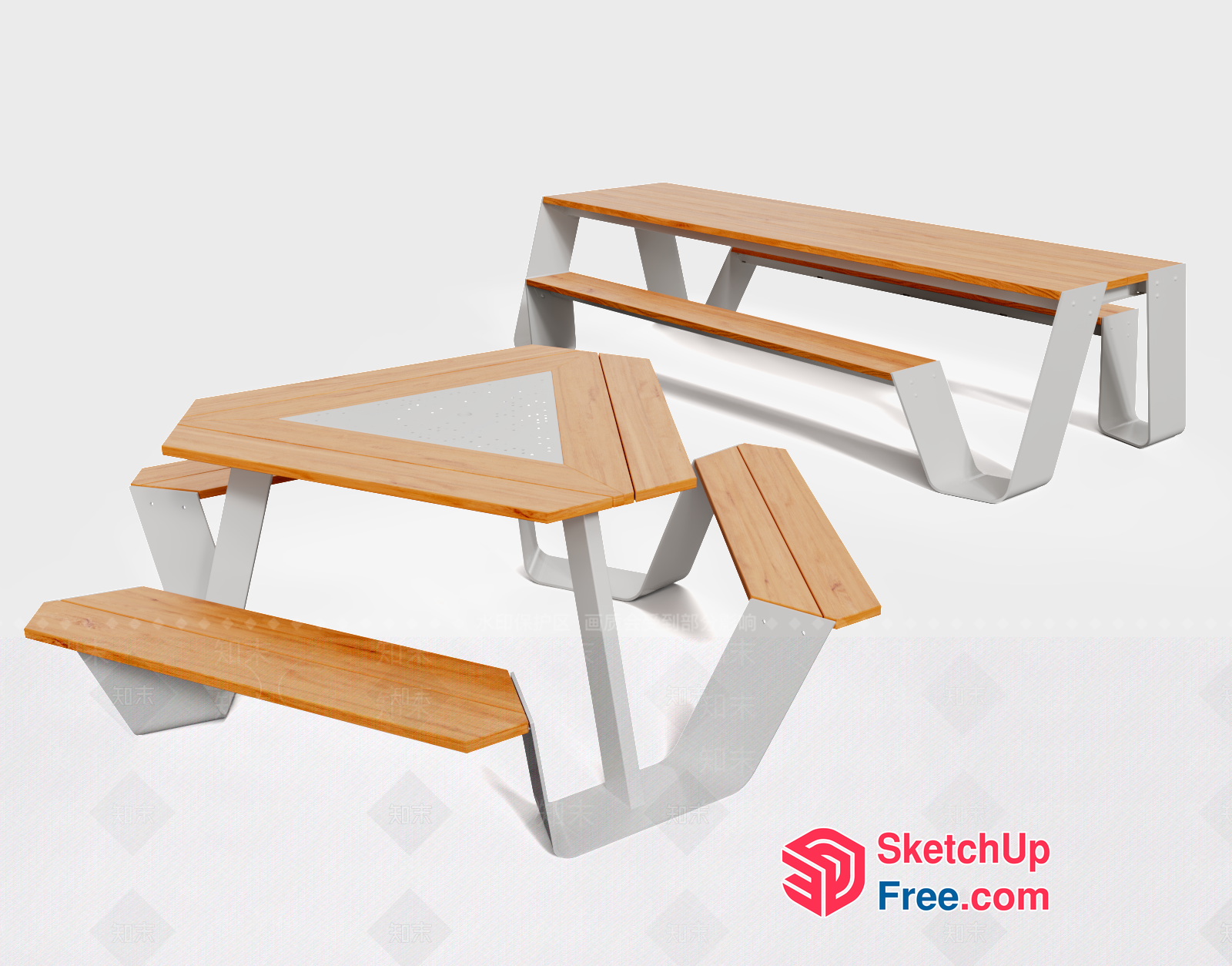 Modern Outdoor Picnic Table Set 3D SketchUp File
