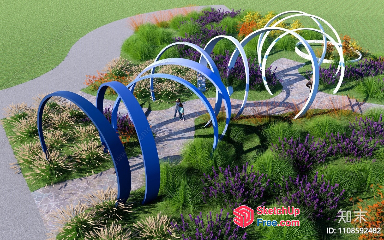 Modern Outdoor Sculpture Garden 3D SketchUp File