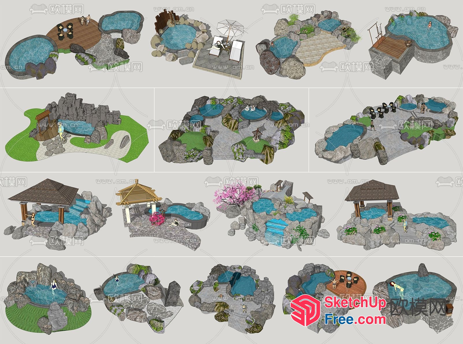 Asian-Inspired Hot Spring Resort 3D SketchUp File