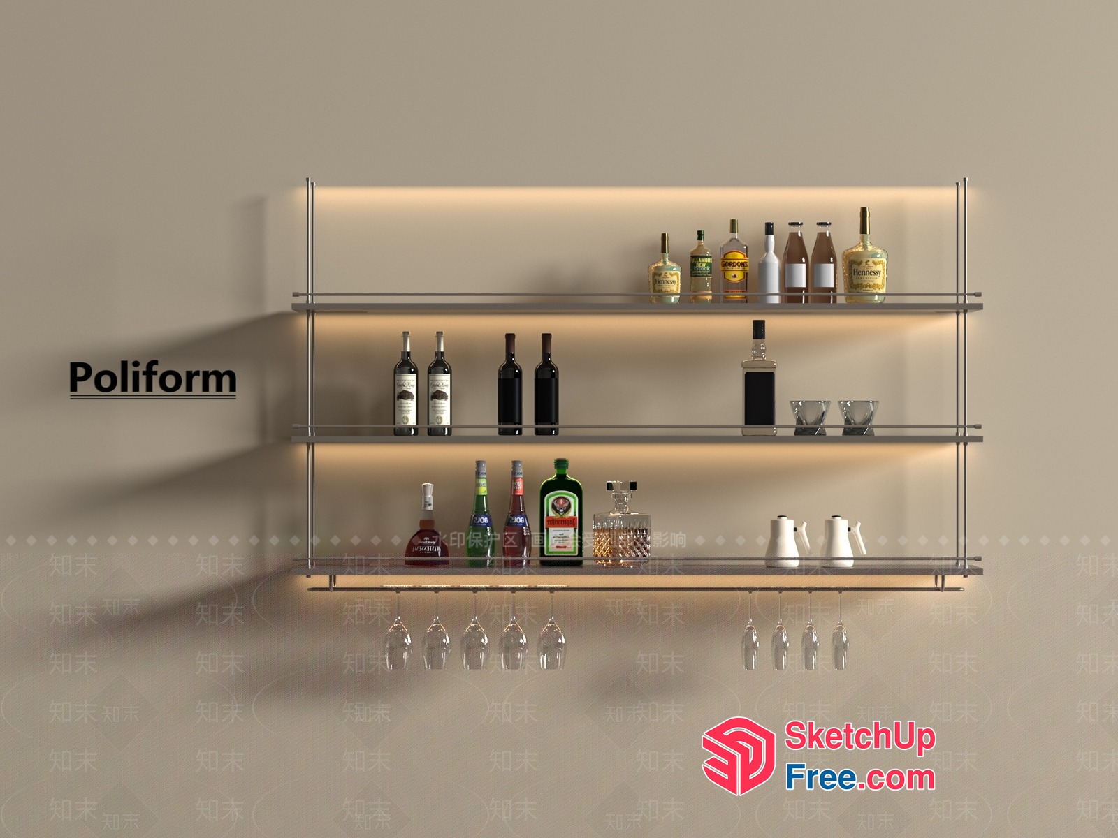Poliform Bar Cabinet 3D SketchUp File